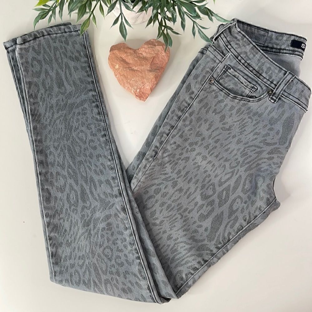 S.O.N.G. Leopard print jeans.  Size 5.